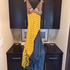 Anthropologie Foley Woodstock Maxi hand blocked dress size S-M